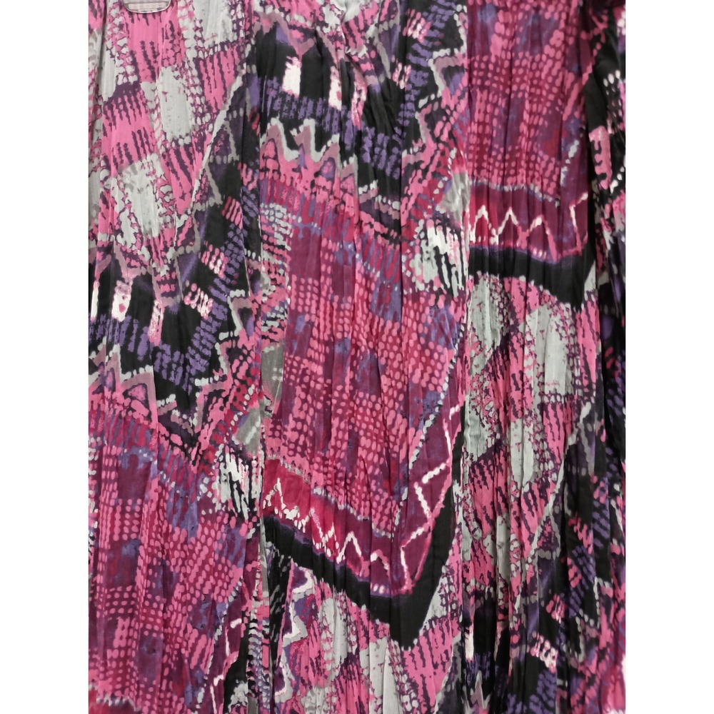 Lark Lane Maxi‎ Skirt Womens 12 Pink Abstract Pleated BOHO Whimsygoth Chiffon - Picture 2 of 11
